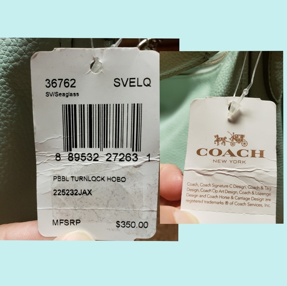 Women's Coach-Pebble Turnlock Hobo Bag-Mint Green - Picture 7 of 8
